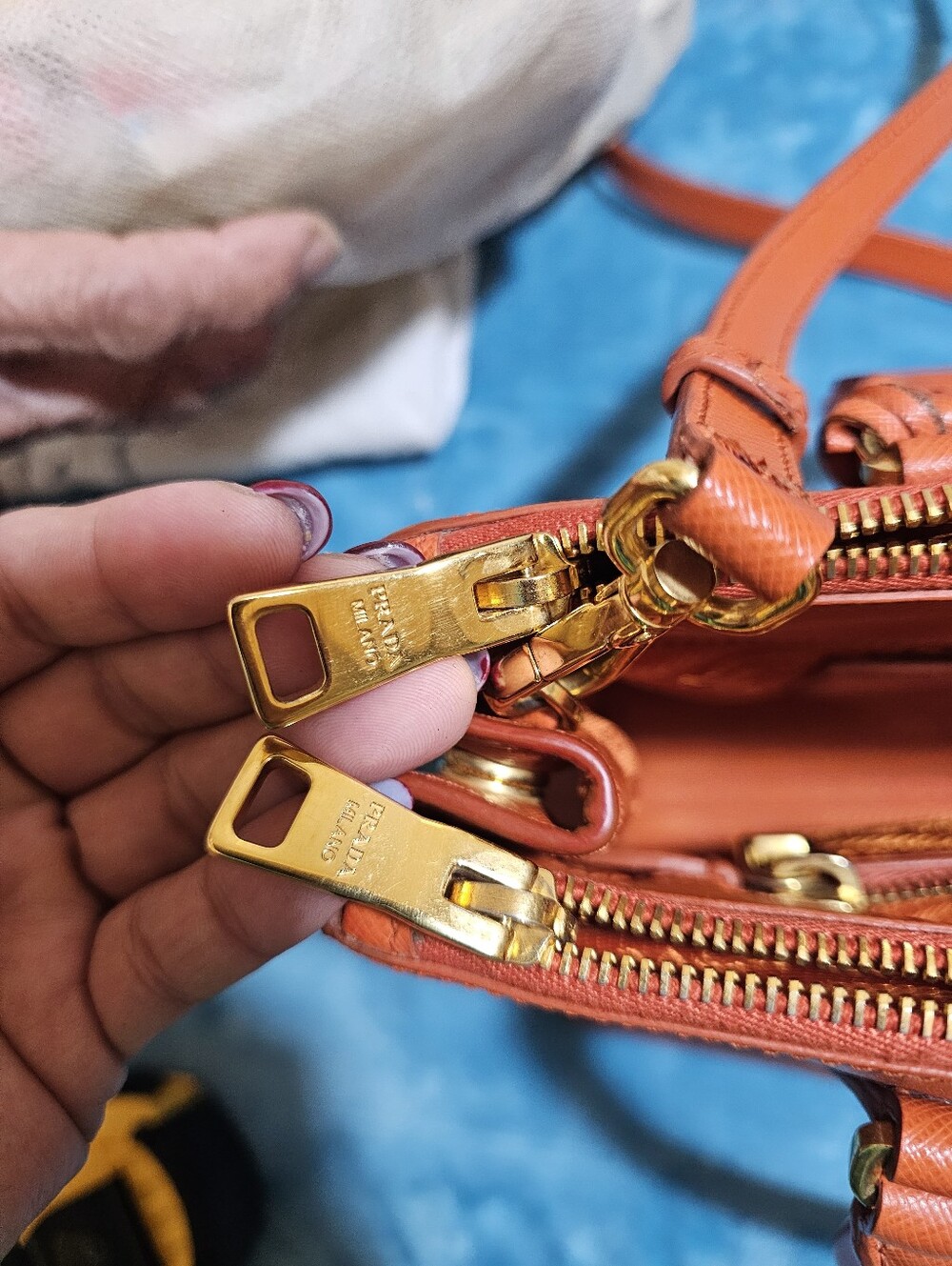 #43529-Prada Galleria PM bright orange Width-12inch Height-8 - Picture 14 of 15